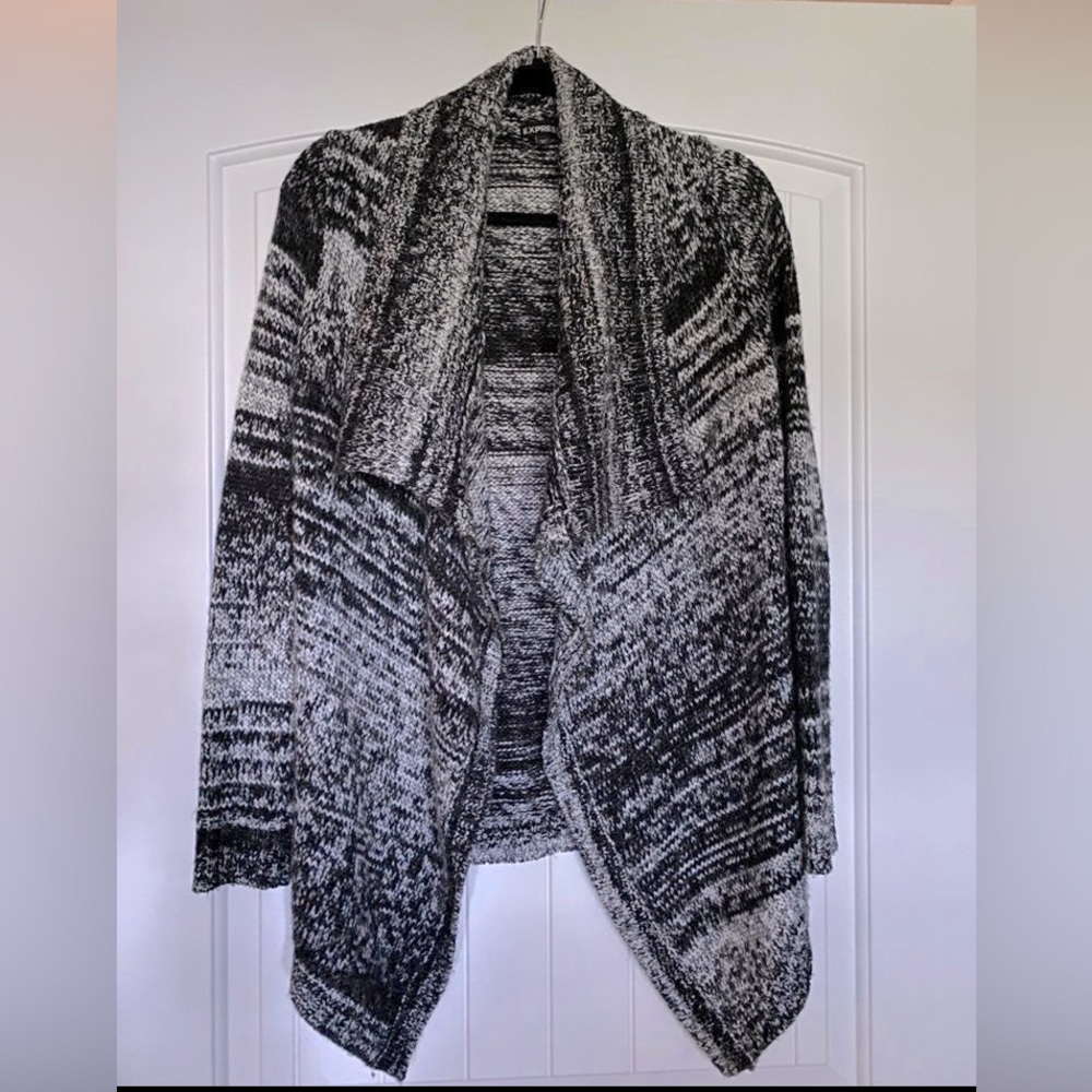 Warm wool Open Cardigan Sweater s express small black white